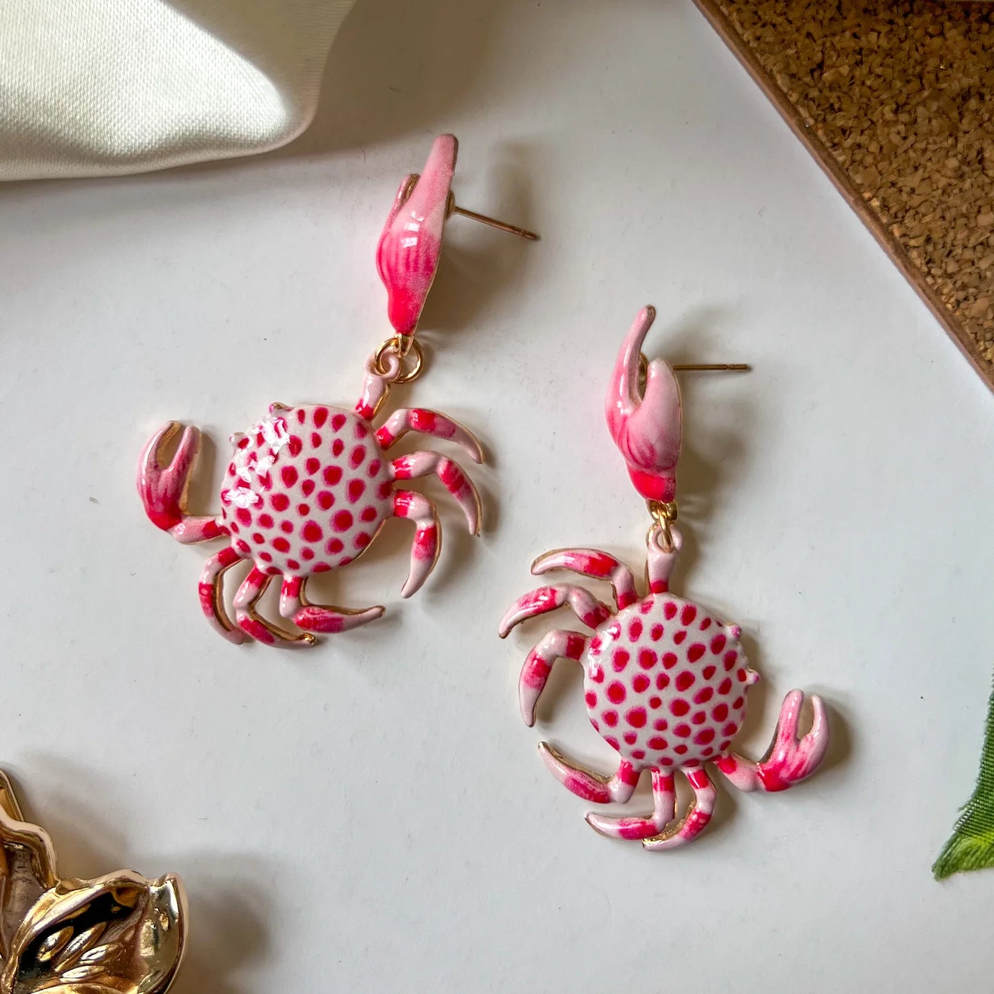 Coral Cove Crab Earrings
