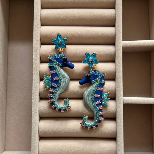 Seahorse Splash Statement Earrings