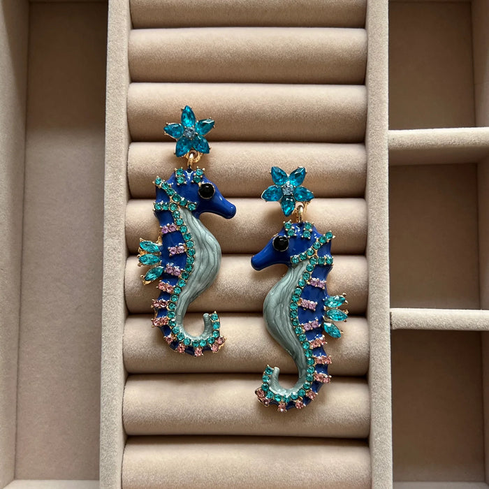 Seahorse Splash Statement Earrings