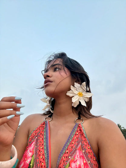Ivory Bloom Beach Earrings