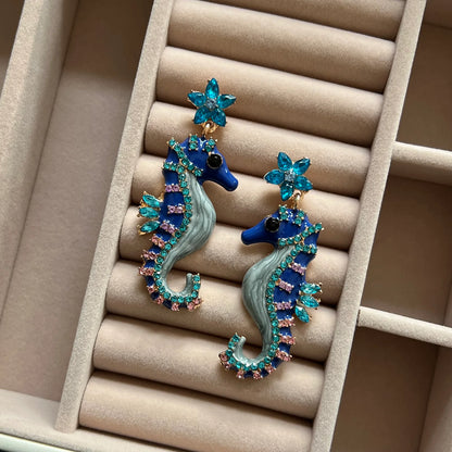 Seahorse Splash Statement Earrings
