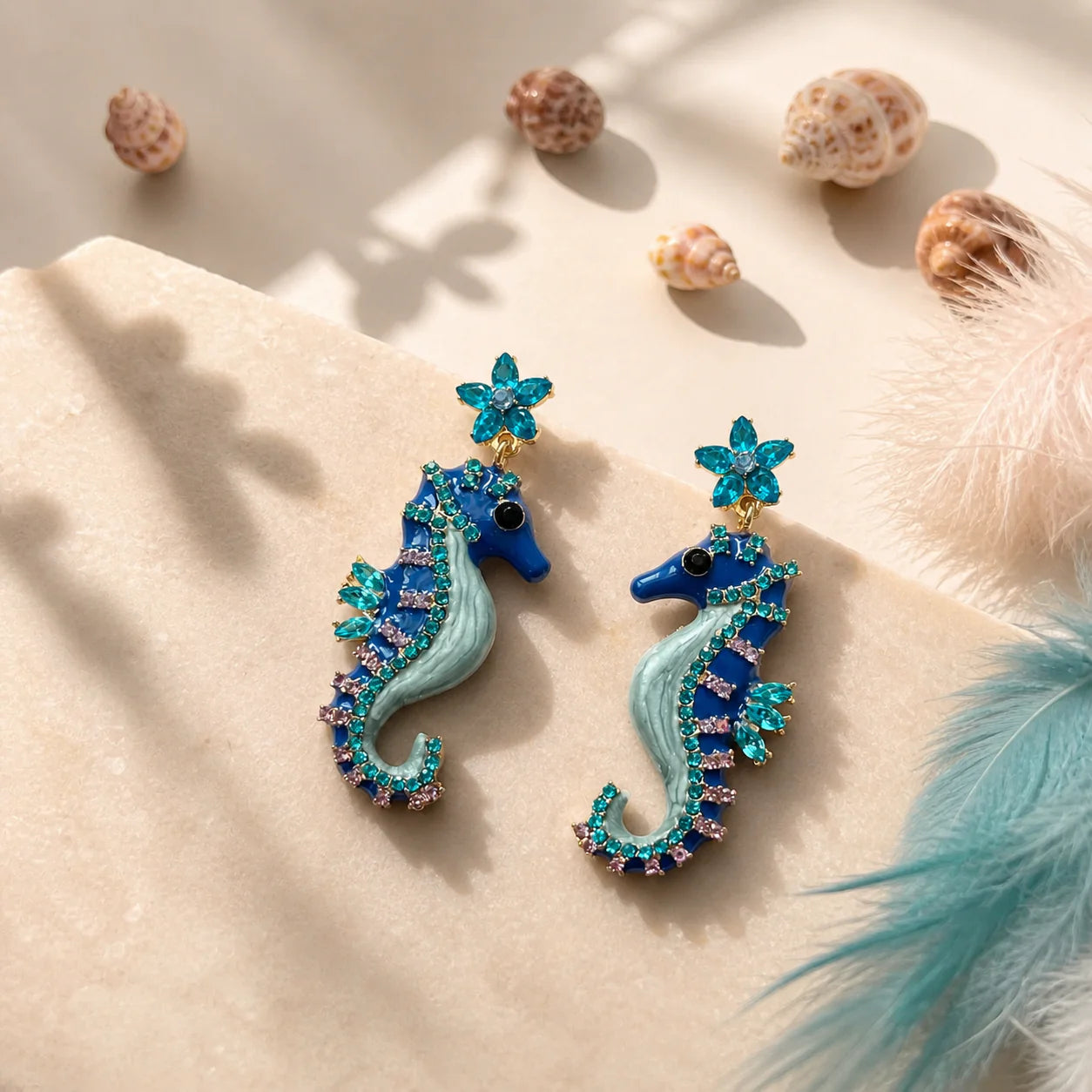 Seahorse Splash Statement Earrings