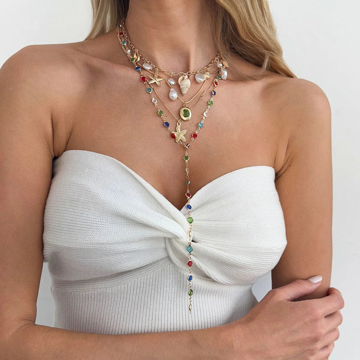 Seaside Layered Charm Necklace (Set of 4)